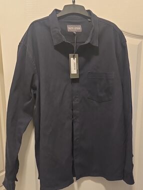 Slate & Stone Men's Dark Navy Casual Button-Down Jean Shirt